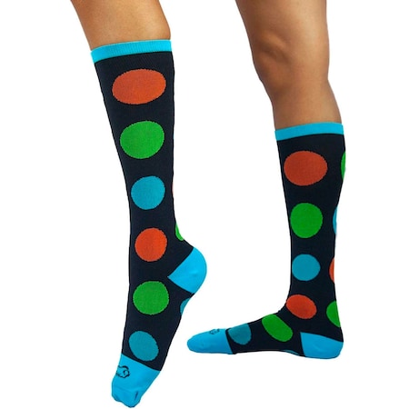 Zayaan Health Polkadot Compression Socks, Black/Neon, PR BLZH-CSPK-3BK